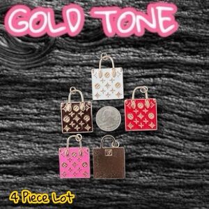 Lot of 4 LV Large Square Zipper Pull Button Charms 30mm x 41mm